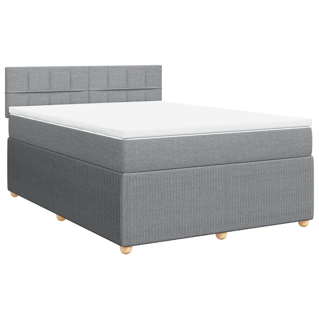 vidaXL Κρεβάτι Boxspring με Στρώμα Ανοιχτό Γκρι 140x200 εκ. Υφασμάτινο
