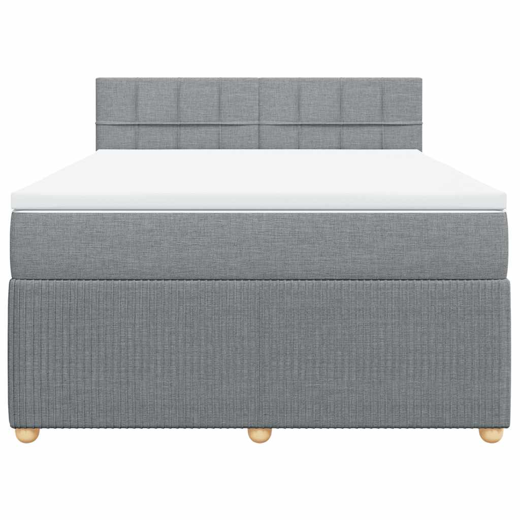 vidaXL Κρεβάτι Boxspring με Στρώμα Ανοιχτό Γκρι 140x200 εκ. Υφασμάτινο