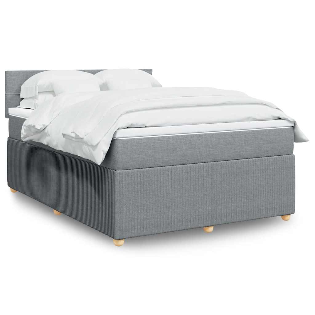 vidaXL Κρεβάτι Boxspring με Στρώμα Ανοιχτό Γκρι 140x200 εκ. Υφασμάτινο