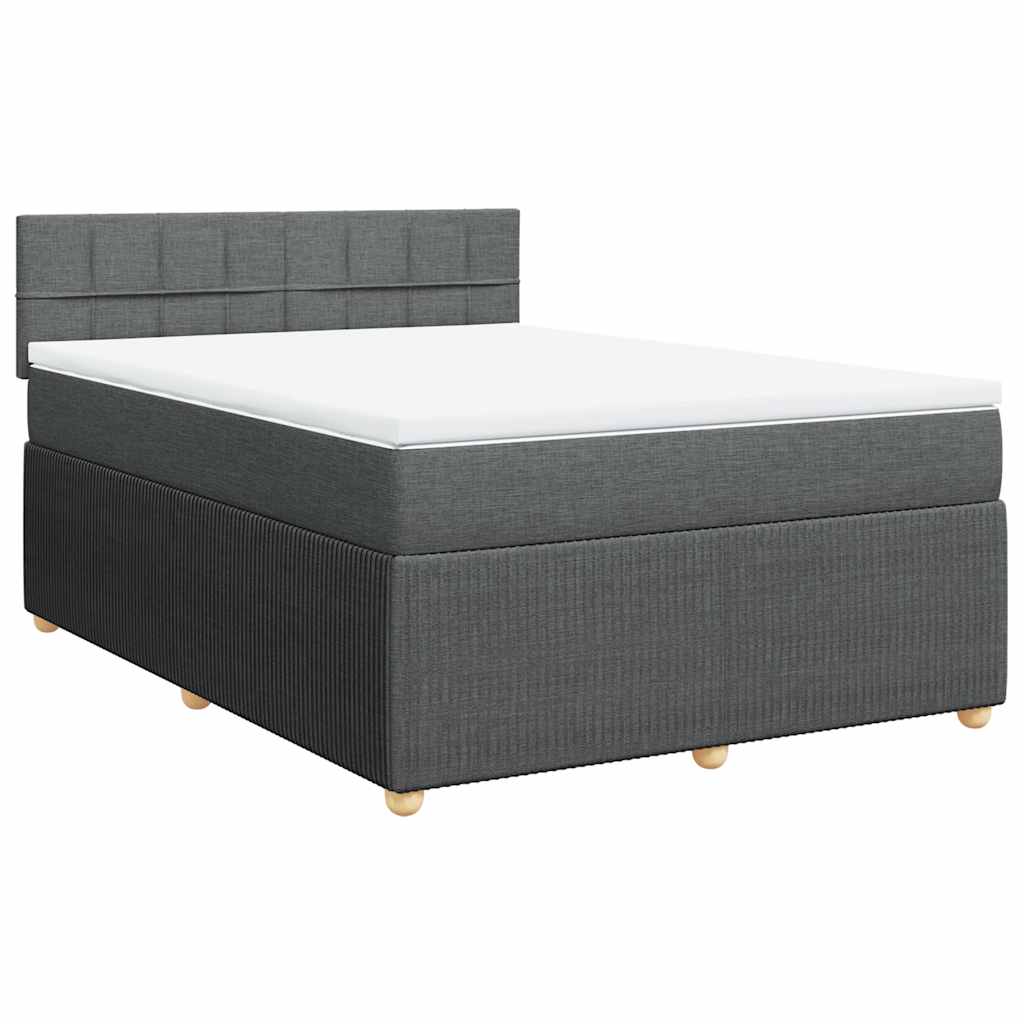 vidaXL Κρεβάτι Boxspring με Στρώμα Σκούρο Γκρι 140x200 εκ Υφασμάτινο