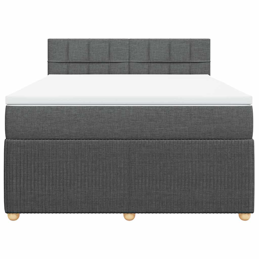 vidaXL Κρεβάτι Boxspring με Στρώμα Σκούρο Γκρι 140x200 εκ Υφασμάτινο