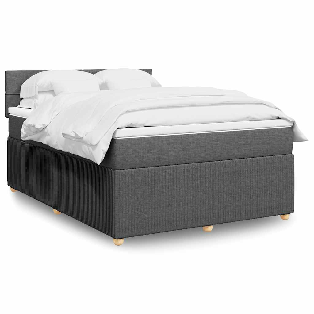 vidaXL Κρεβάτι Boxspring με Στρώμα Σκούρο Γκρι 140x200 εκ Υφασμάτινο
