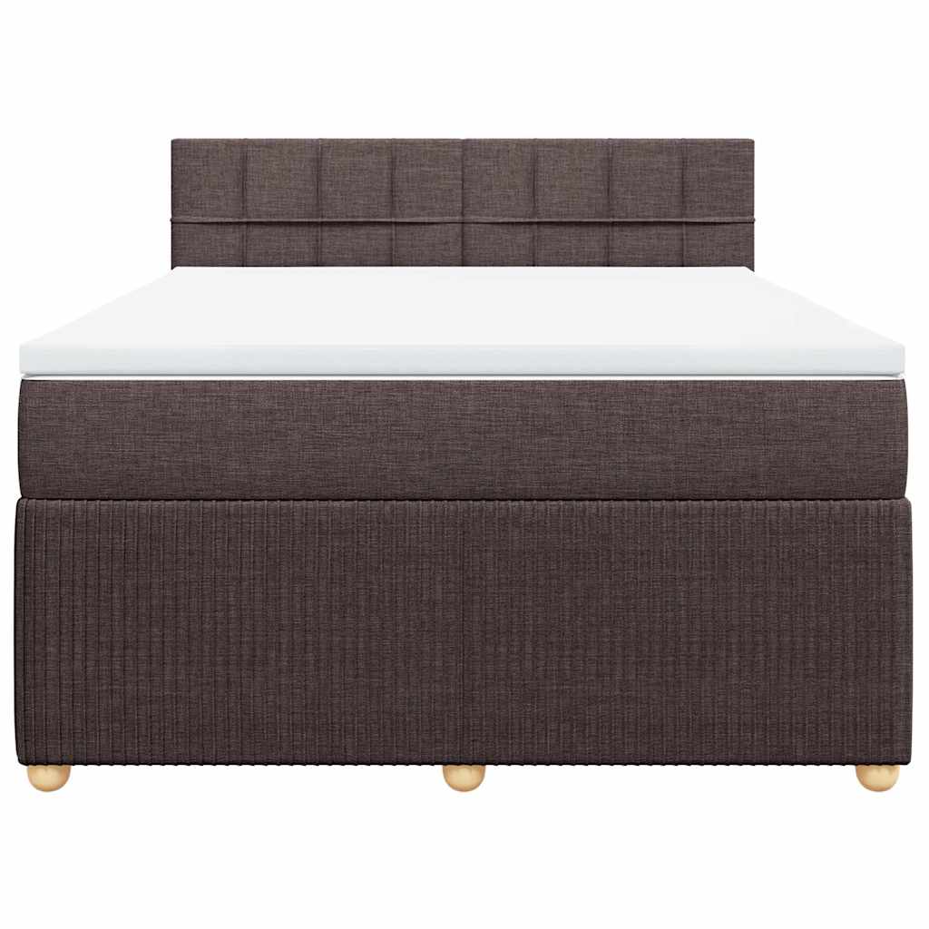 vidaXL Κρεβάτι Boxspring με Στρώμα Σκούρο Καφέ 140x200 εκ Υφασμάτινο