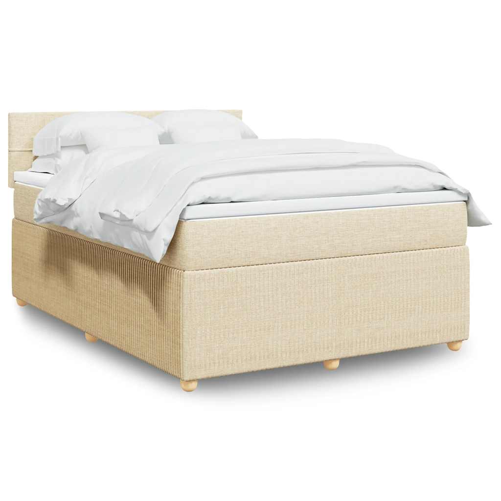 vidaXL Κρεβάτι Boxspring με Στρώμα Κρεμ 140x200 εκ. Υφασμάτινο