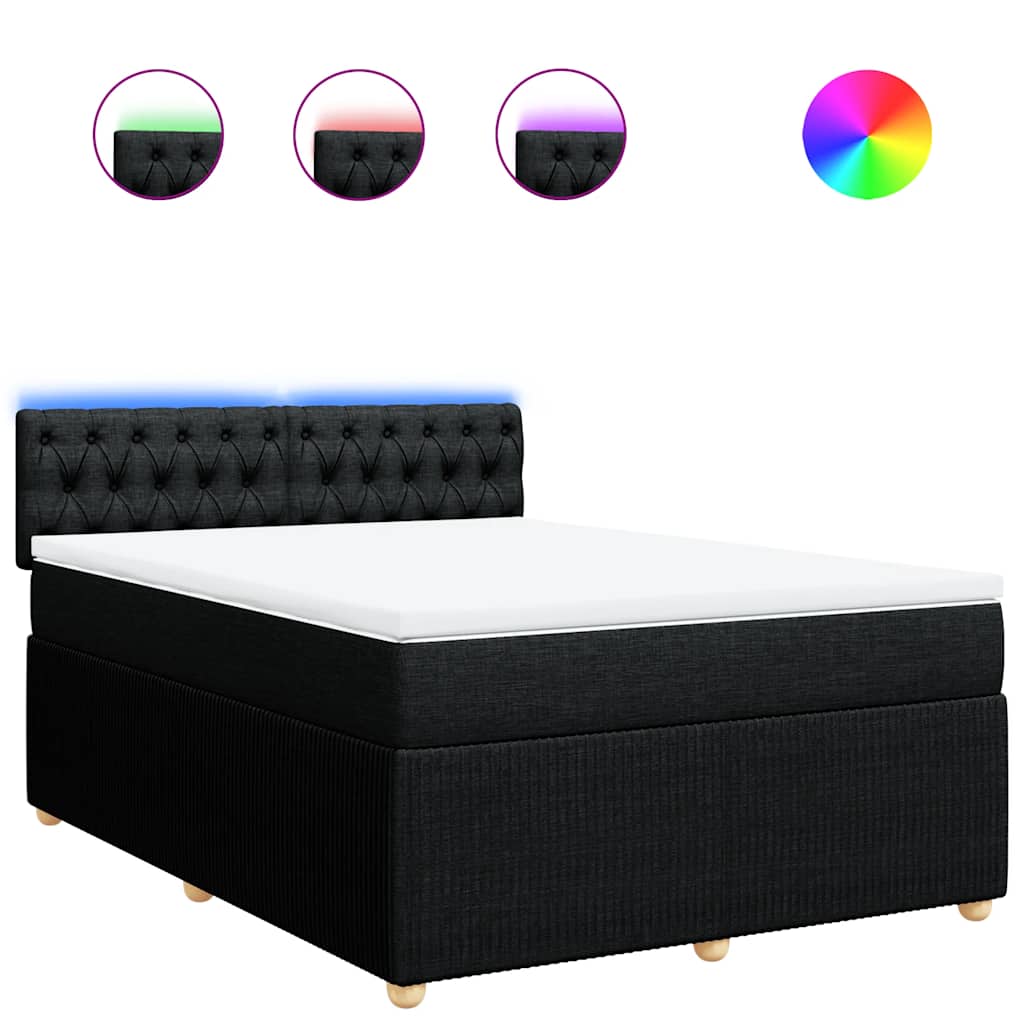 vidaXL Κρεβάτι Boxspring με Στρώμα Μαύρο 140x200 εκ. Υφασμάτινο