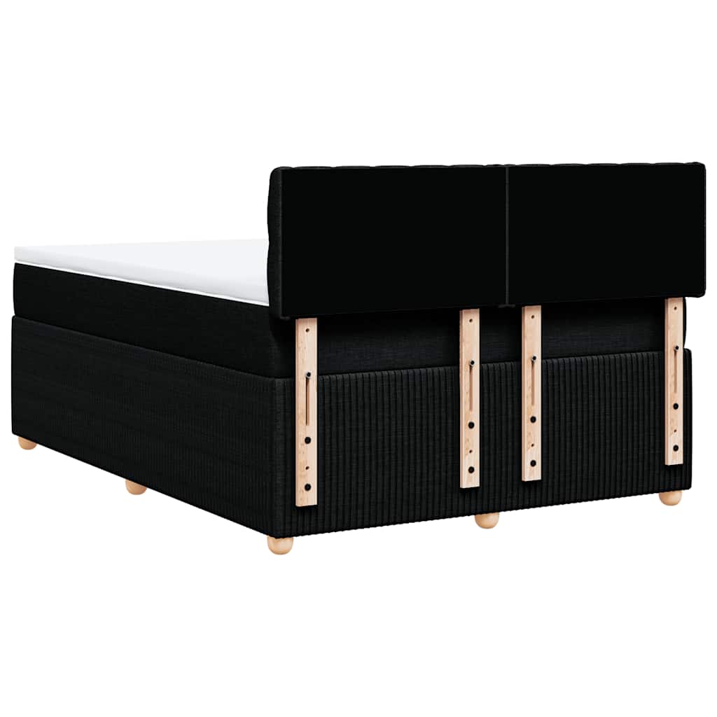 vidaXL Κρεβάτι Boxspring με Στρώμα Μαύρο 140x200 εκ. Υφασμάτινο