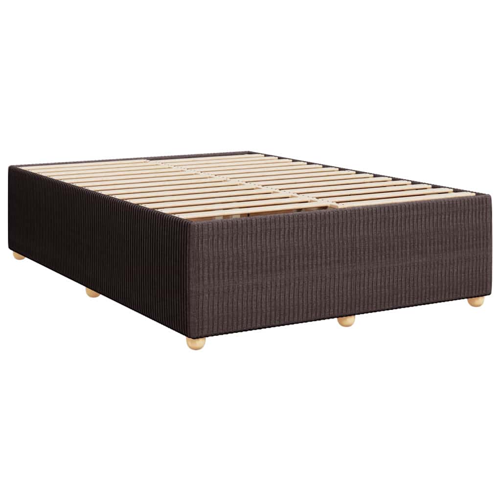vidaXL Κρεβάτι Boxspring με Στρώμα Σκούρο Καφέ 140x200 εκ Υφασμάτινο