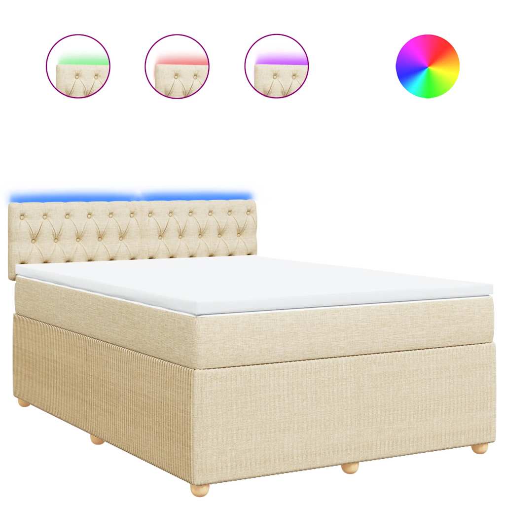 vidaXL Κρεβάτι Boxspring με Στρώμα Κρεμ 140x200 εκ. Υφασμάτινο