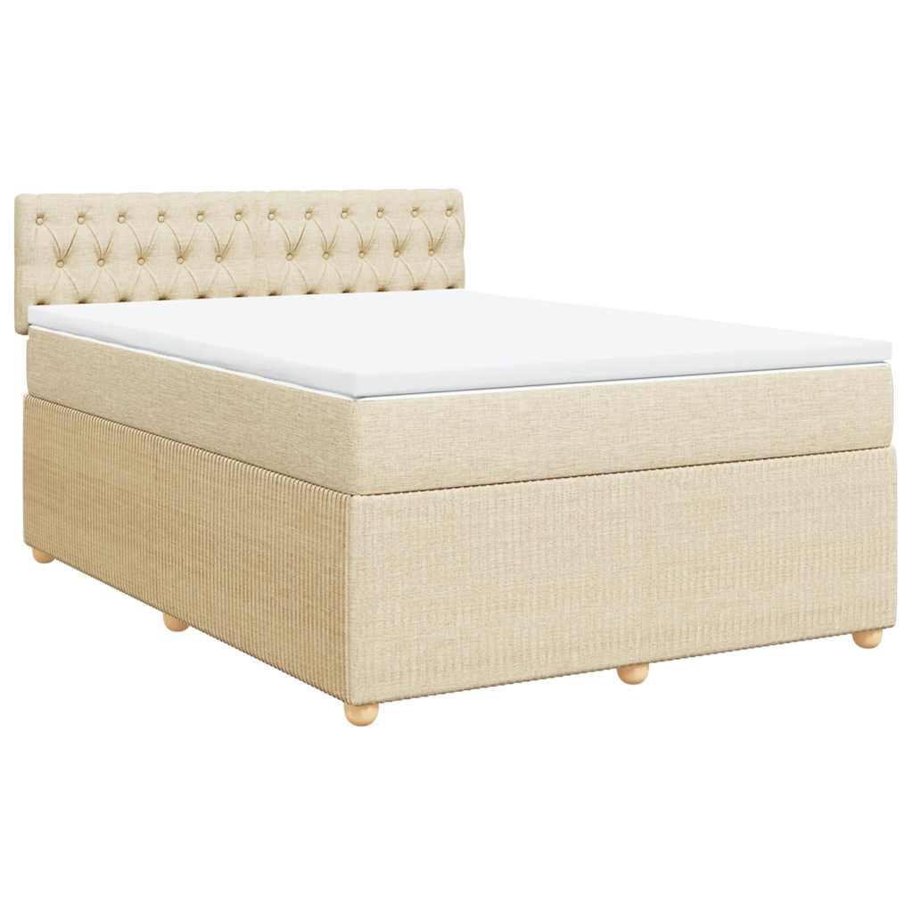 vidaXL Κρεβάτι Boxspring με Στρώμα Κρεμ 140x200 εκ. Υφασμάτινο