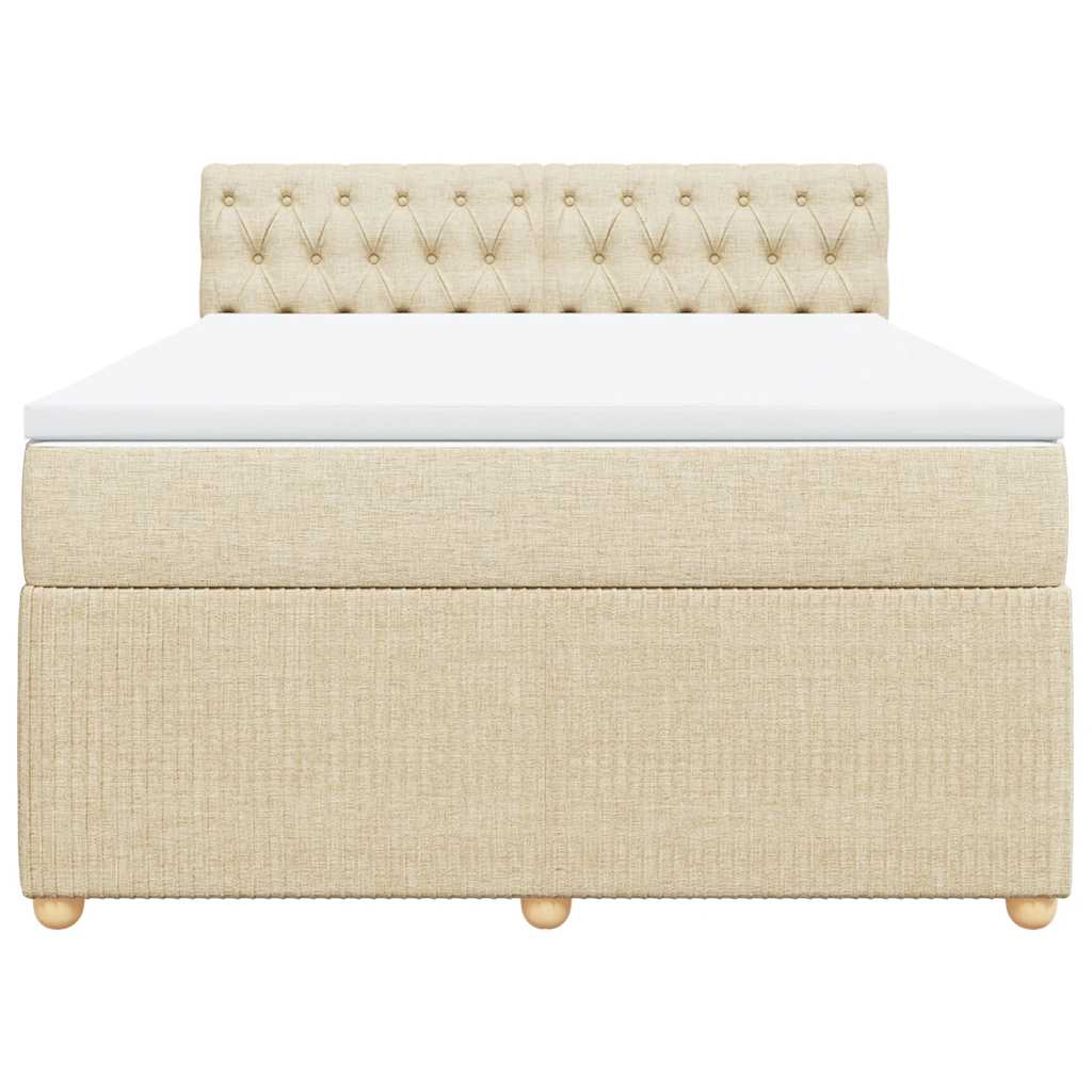 vidaXL Κρεβάτι Boxspring με Στρώμα Κρεμ 140x200 εκ. Υφασμάτινο