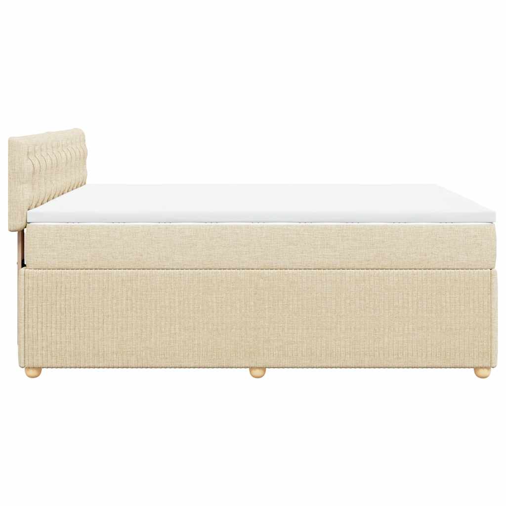 vidaXL Κρεβάτι Boxspring με Στρώμα Κρεμ 140x200 εκ. Υφασμάτινο