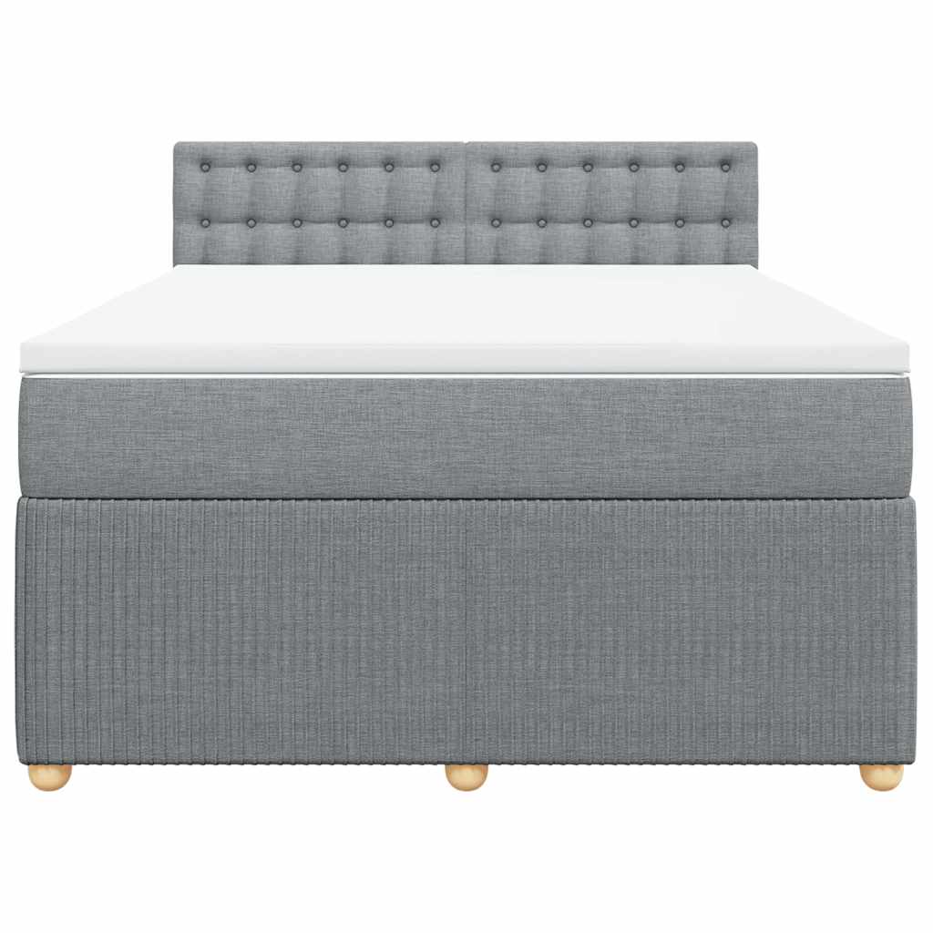vidaXL Κρεβάτι Boxspring με Στρώμα Ανοιχτό Γκρι 140x200 εκ. Υφασμάτινο