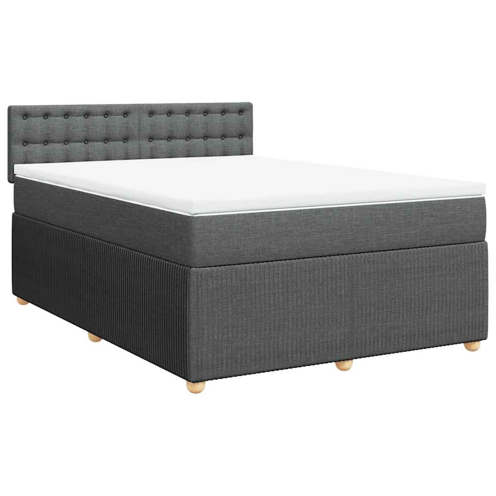 vidaXL Κρεβάτι Boxspring με Στρώμα Σκούρο Γκρι 140x200 εκ Υφασμάτινο