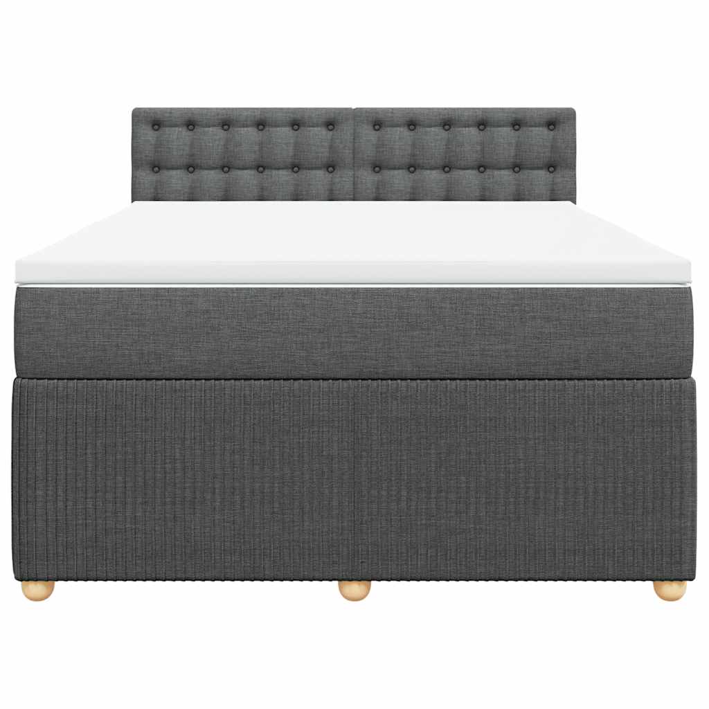 vidaXL Κρεβάτι Boxspring με Στρώμα Σκούρο Γκρι 140x200 εκ Υφασμάτινο