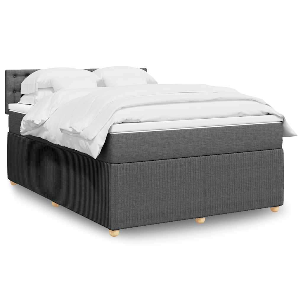 vidaXL Κρεβάτι Boxspring με Στρώμα Σκούρο Γκρι 140x200 εκ Υφασμάτινο