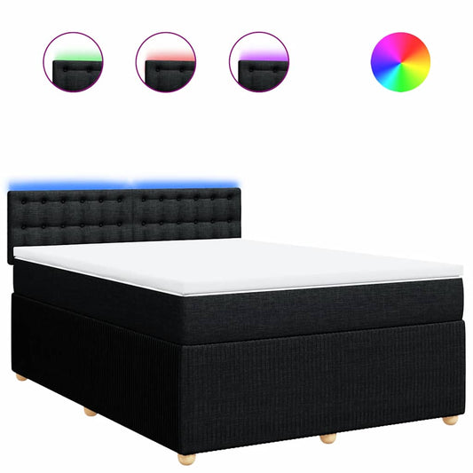 vidaXL Κρεβάτι Boxspring με Στρώμα Μαύρο 140x200 εκ. Υφασμάτινο
