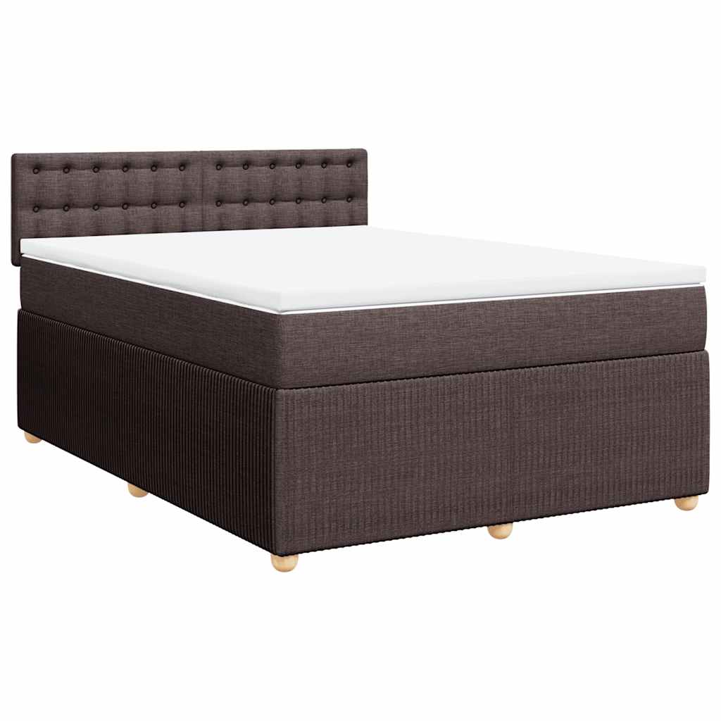 vidaXL Κρεβάτι Boxspring με Στρώμα Σκούρο Καφέ 140x200 εκ Υφασμάτινο