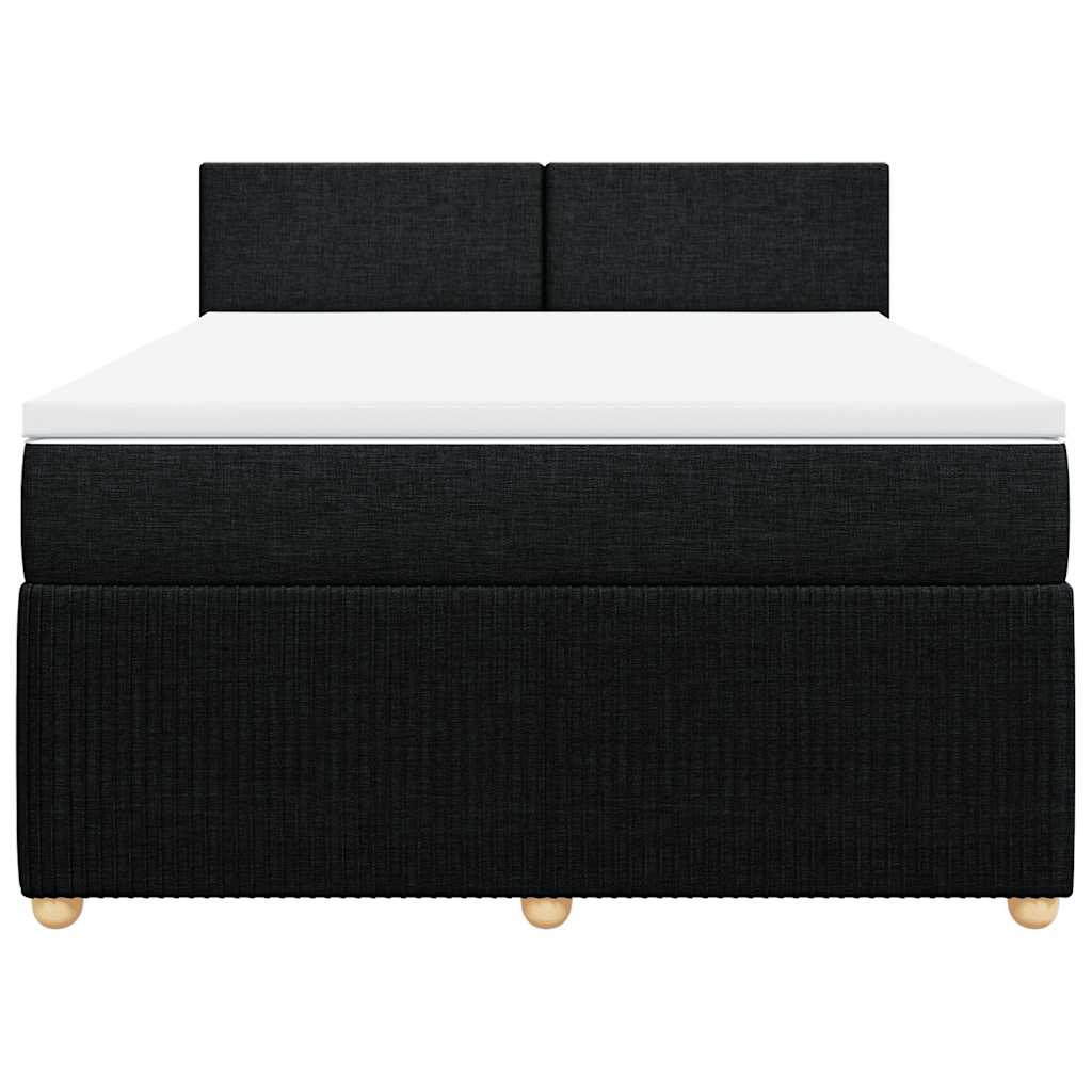 vidaXL Κρεβάτι Boxspring με Στρώμα Μαύρο 160x200 εκ. Υφασμάτινο