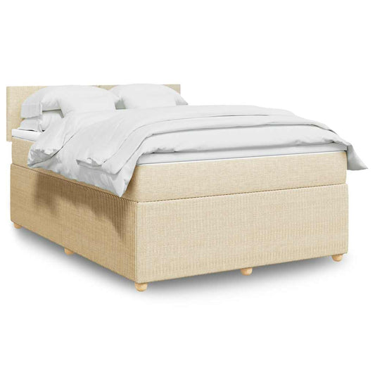 vidaXL Κρεβάτι Boxspring με Στρώμα Κρεμ 160x200 εκ. Υφασμάτινο