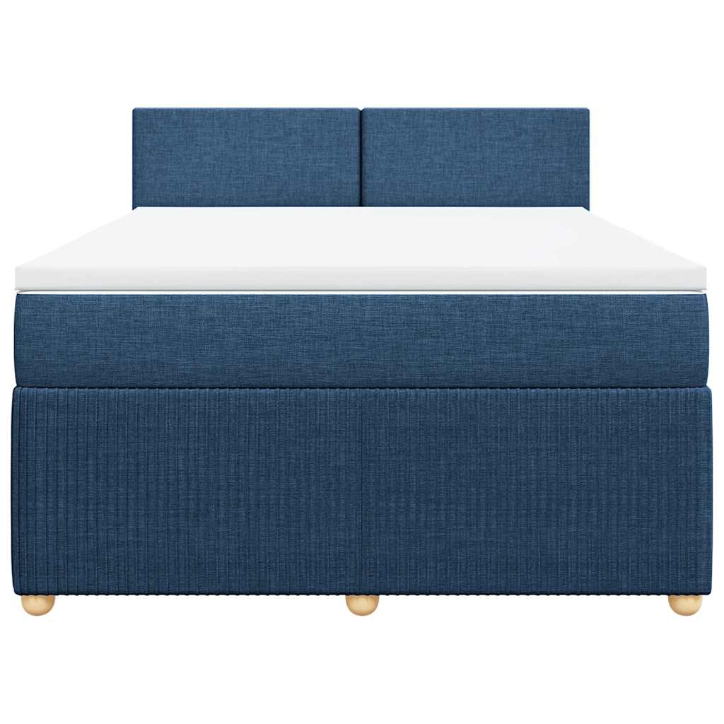 vidaXL Κρεβάτι Boxspring με Στρώμα Μπλε 160x200 εκ. Υφασμάτινο