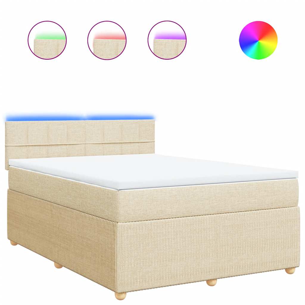 vidaXL Κρεβάτι Boxspring με Στρώμα Κρεμ 160x200 εκ. Υφασμάτινο