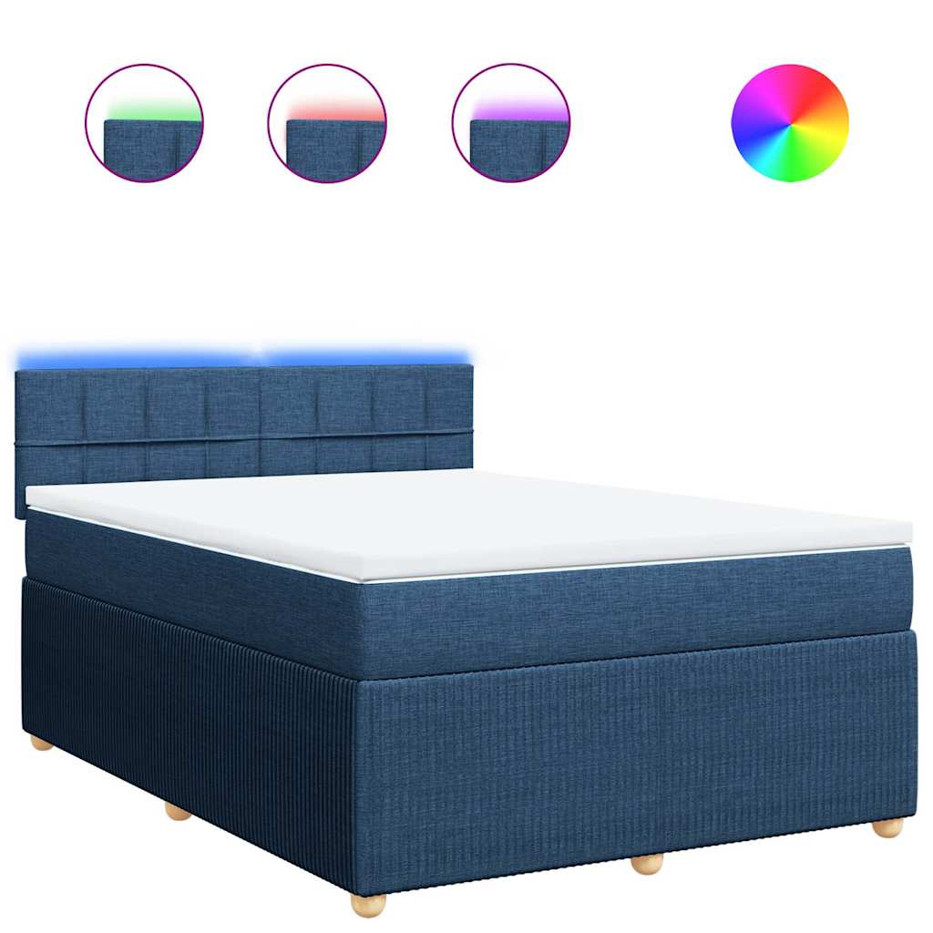 vidaXL Κρεβάτι Boxspring με Στρώμα Μπλε 160x200 εκ. Υφασμάτινο