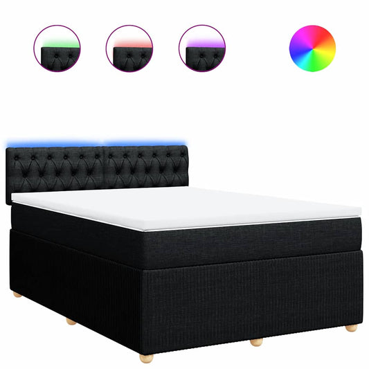 vidaXL Κρεβάτι Boxspring με Στρώμα Μαύρο 160x200 εκ. Υφασμάτινο