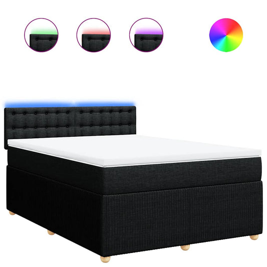 vidaXL Κρεβάτι Boxspring με Στρώμα Μαύρο 160x200 εκ. Υφασμάτινο