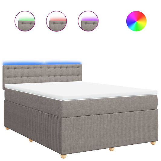 vidaXL Κρεβάτι Boxspring με Στρώμα Taupe 160x200 εκ. Υφασμάτινο