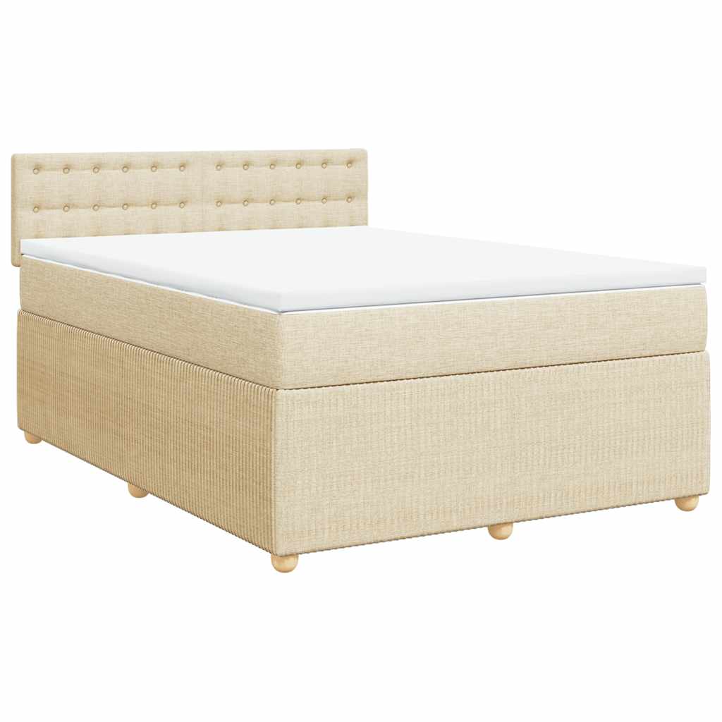 vidaXL Κρεβάτι Boxspring με Στρώμα Κρεμ 160x200 εκ. Υφασμάτινο