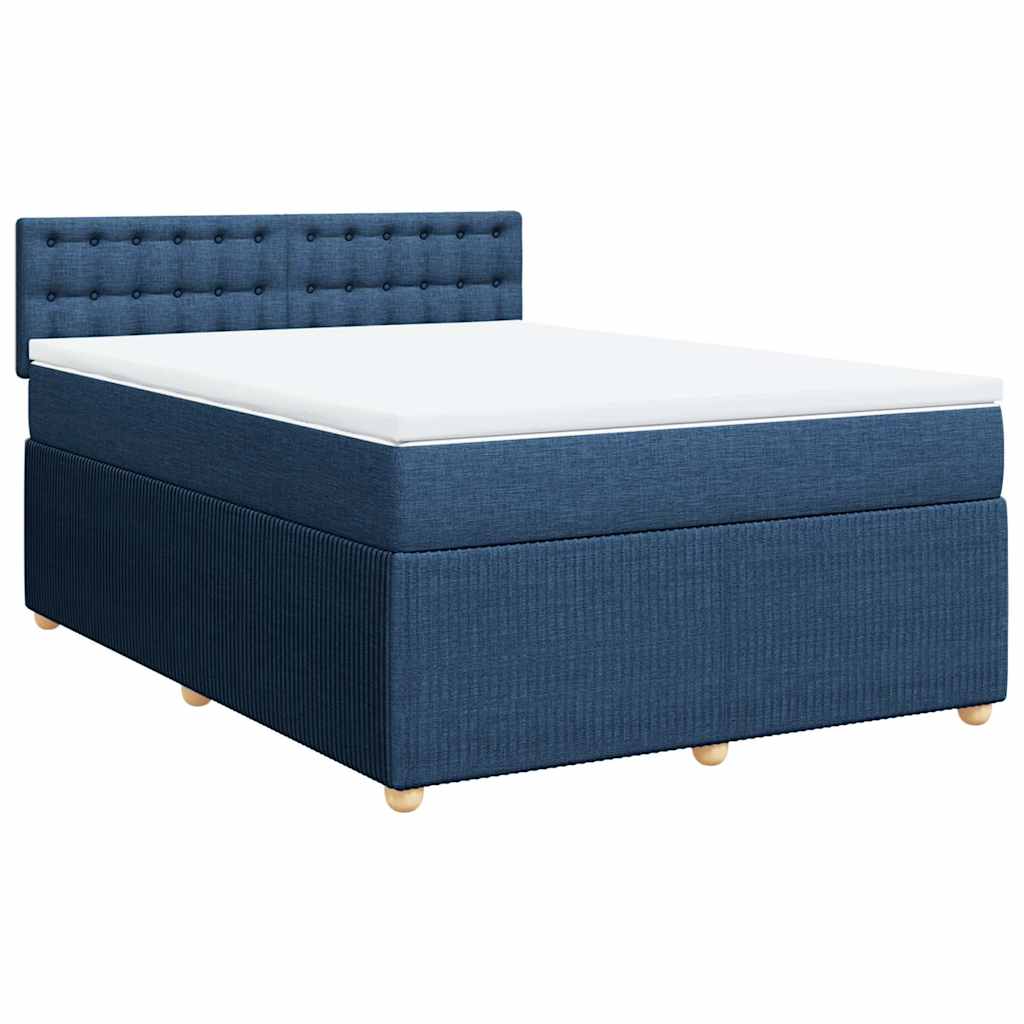 vidaXL Κρεβάτι Boxspring με Στρώμα Μπλε 160x200 εκ. Υφασμάτινο