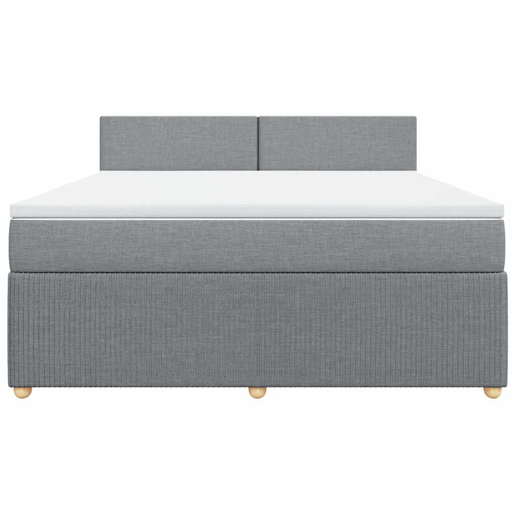 vidaXL Κρεβάτι Boxspring με Στρώμα Ανοιχτό Γκρι 180x200 εκ. Υφασμάτινο