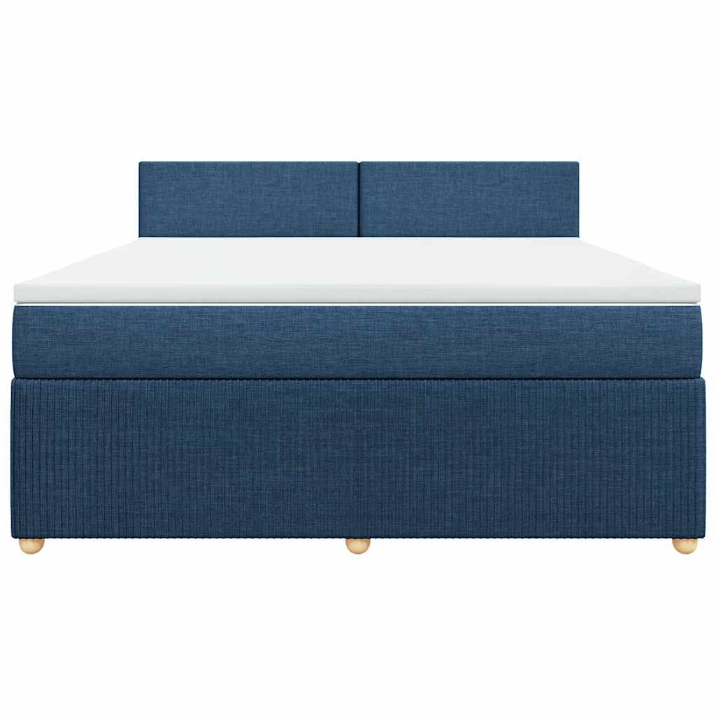 vidaXL Κρεβάτι Boxspring με Στρώμα Μπλε 180x200 εκ. Υφασμάτινο