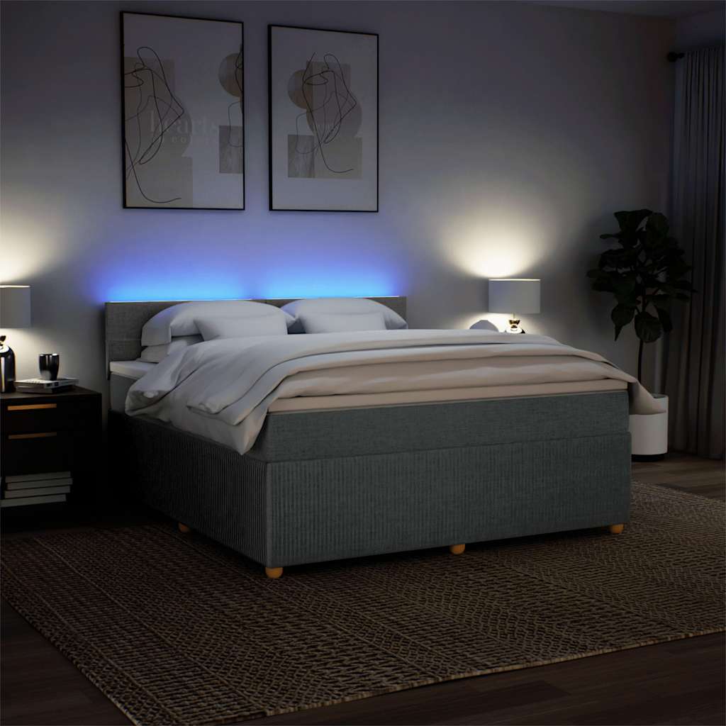vidaXL Κρεβάτι Boxspring με Στρώμα Σκούρο Γκρι 180x200 εκ Υφασμάτιν