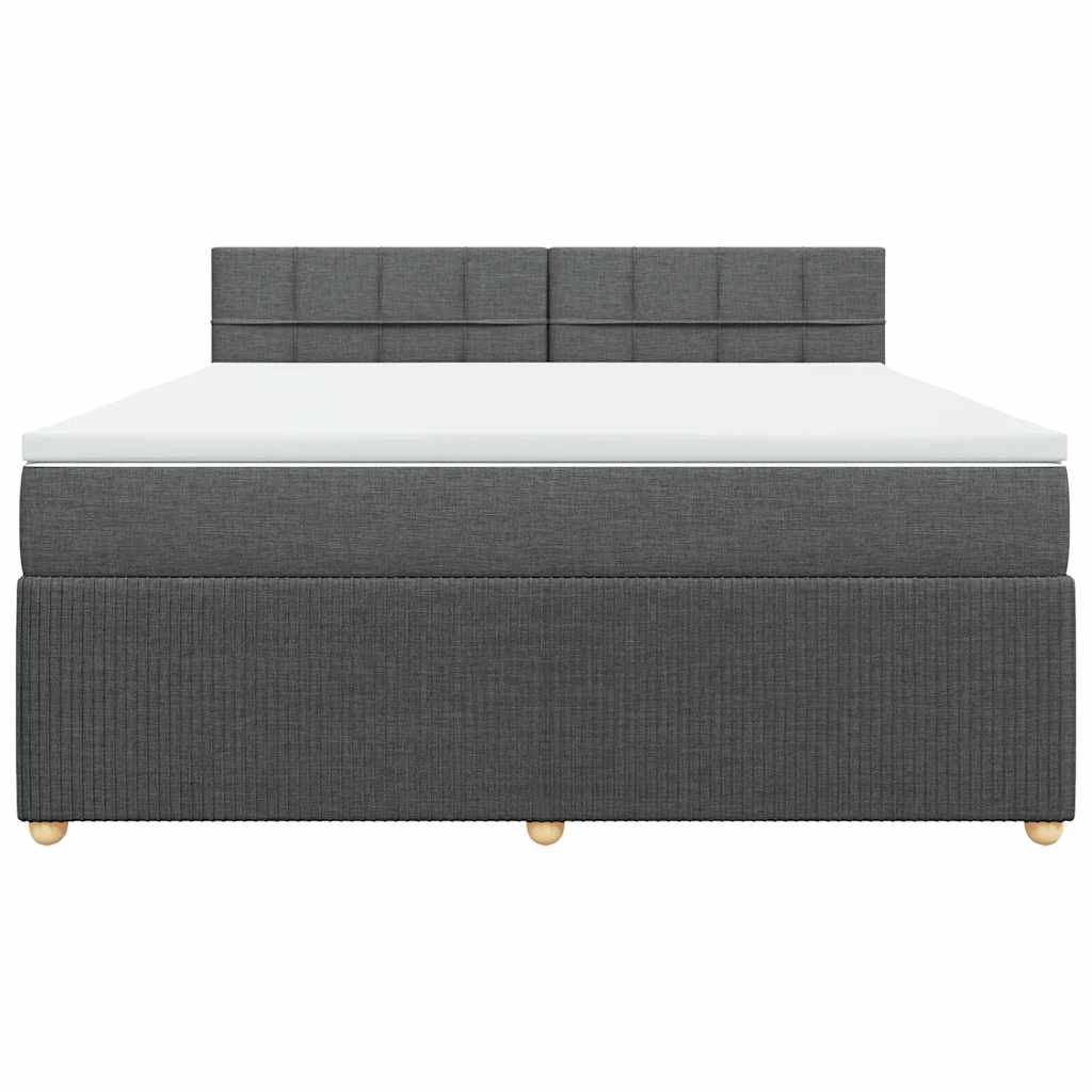 vidaXL Κρεβάτι Boxspring με Στρώμα Σκούρο Γκρι 180x200 εκ Υφασμάτιν