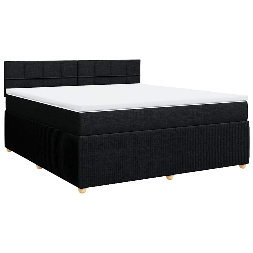 vidaXL Κρεβάτι Boxspring με Στρώμα Μαύρο 180x200 εκ. Υφασμάτινο