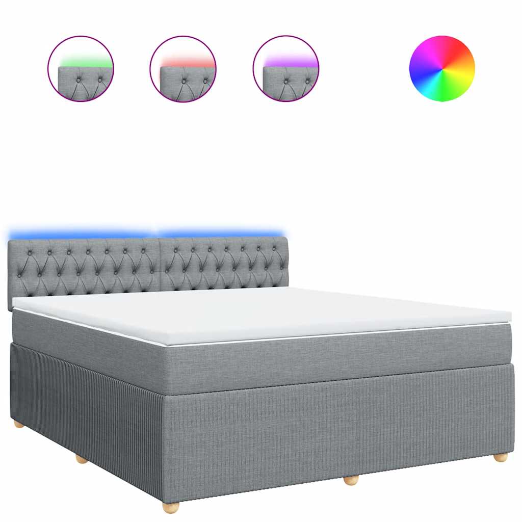 vidaXL Κρεβάτι Boxspring με Στρώμα Ανοιχτό Γκρι 180x200 εκ. Υφασμάτινο