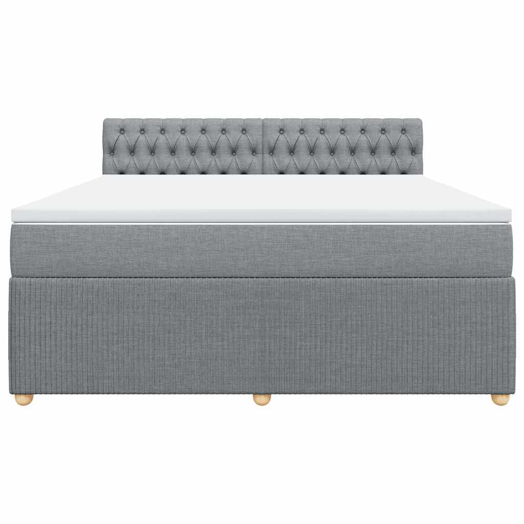 vidaXL Κρεβάτι Boxspring με Στρώμα Ανοιχτό Γκρι 180x200 εκ. Υφασμάτινο