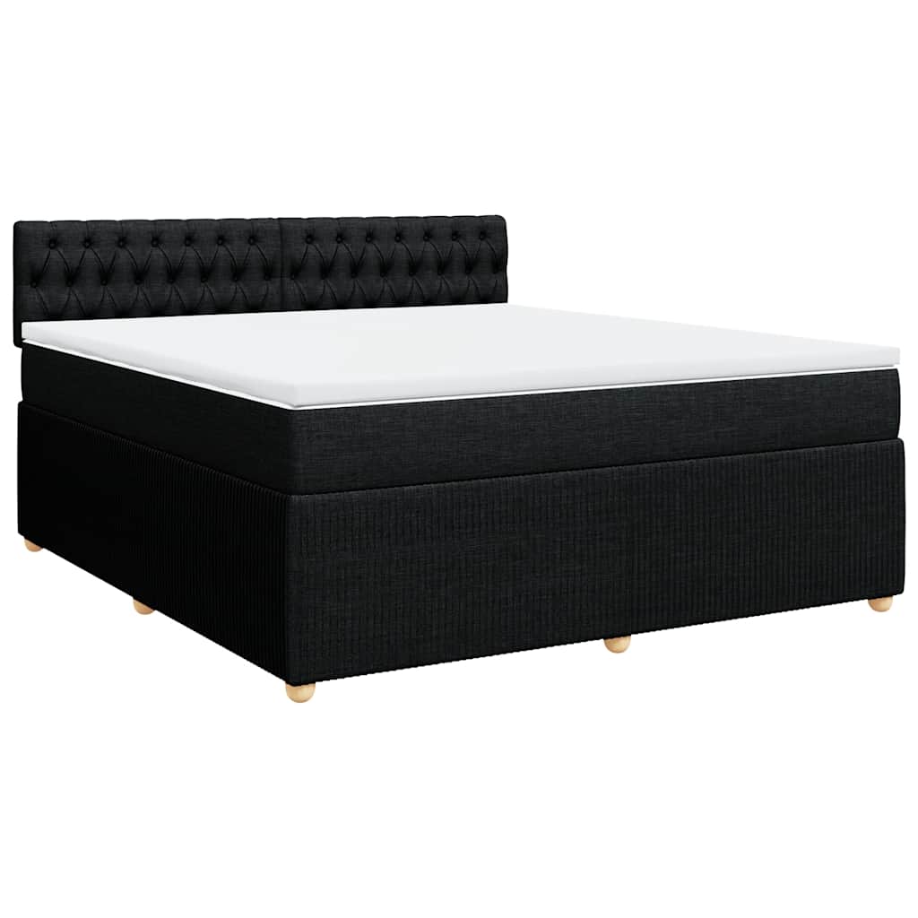 vidaXL Κρεβάτι Boxspring με Στρώμα Μαύρο 180x200 εκ. Υφασμάτινο