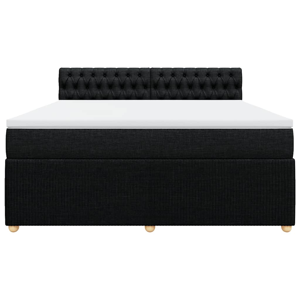 vidaXL Κρεβάτι Boxspring με Στρώμα Μαύρο 180x200 εκ. Υφασμάτινο