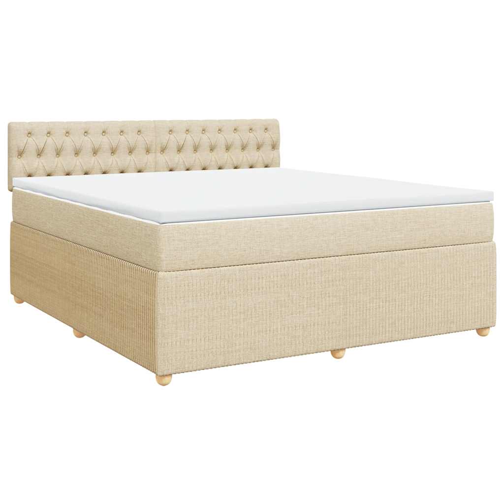 vidaXL Κρεβάτι Boxspring με Στρώμα Κρεμ 180x200 εκ. Υφασμάτινο