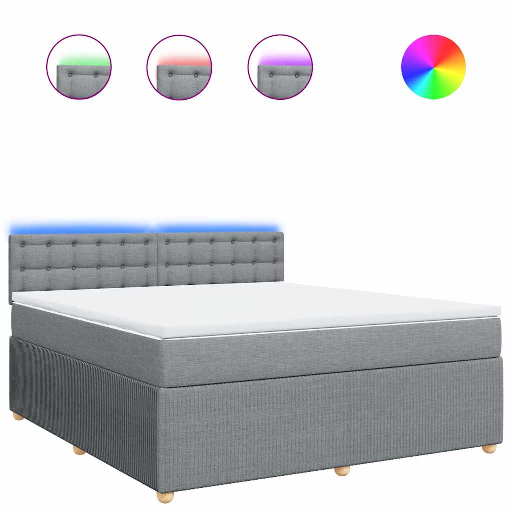 vidaXL Κρεβάτι Boxspring με Στρώμα Ανοιχτό Γκρι 180x200 εκ. Υφασμάτινο