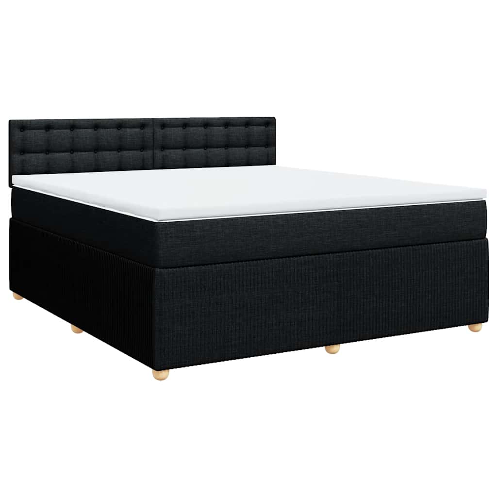 vidaXL Κρεβάτι Boxspring με Στρώμα Μαύρο 180x200 εκ. Υφασμάτινο