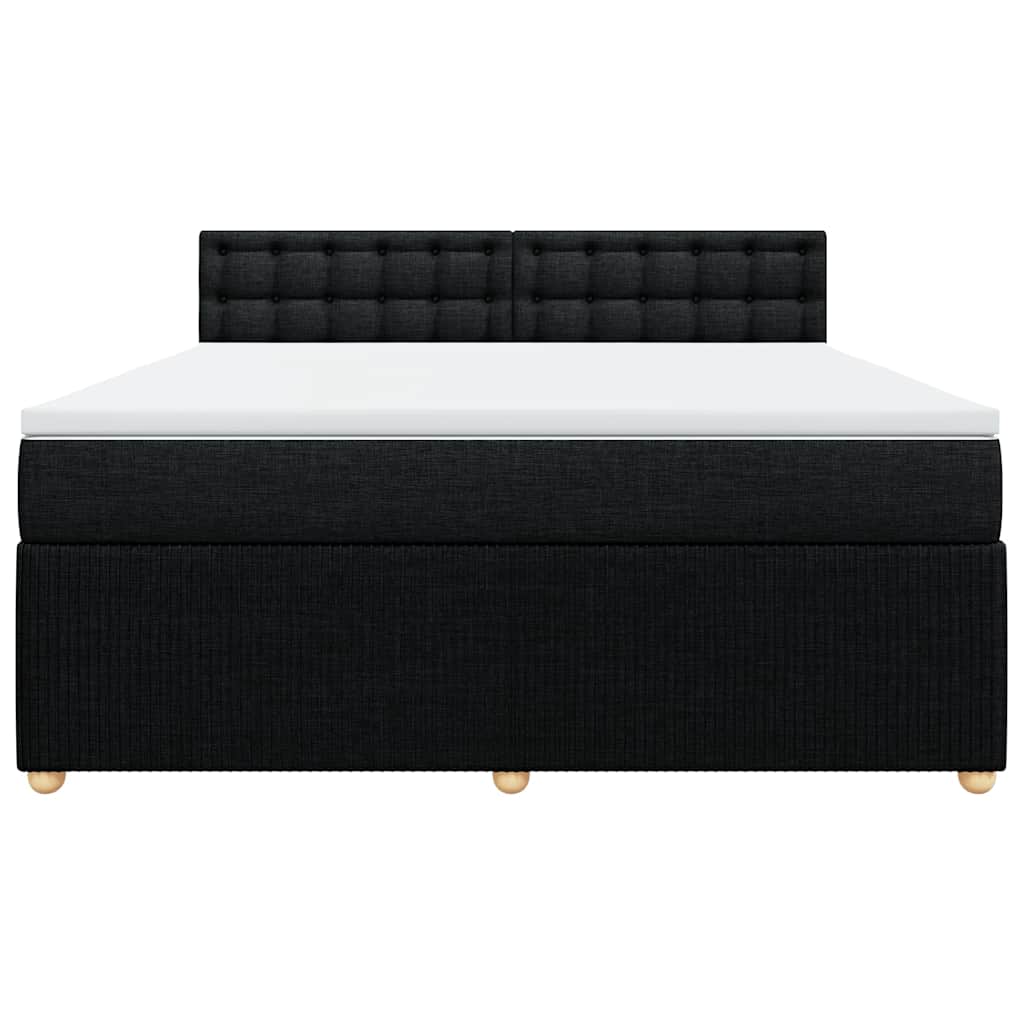 vidaXL Κρεβάτι Boxspring με Στρώμα Μαύρο 180x200 εκ. Υφασμάτινο