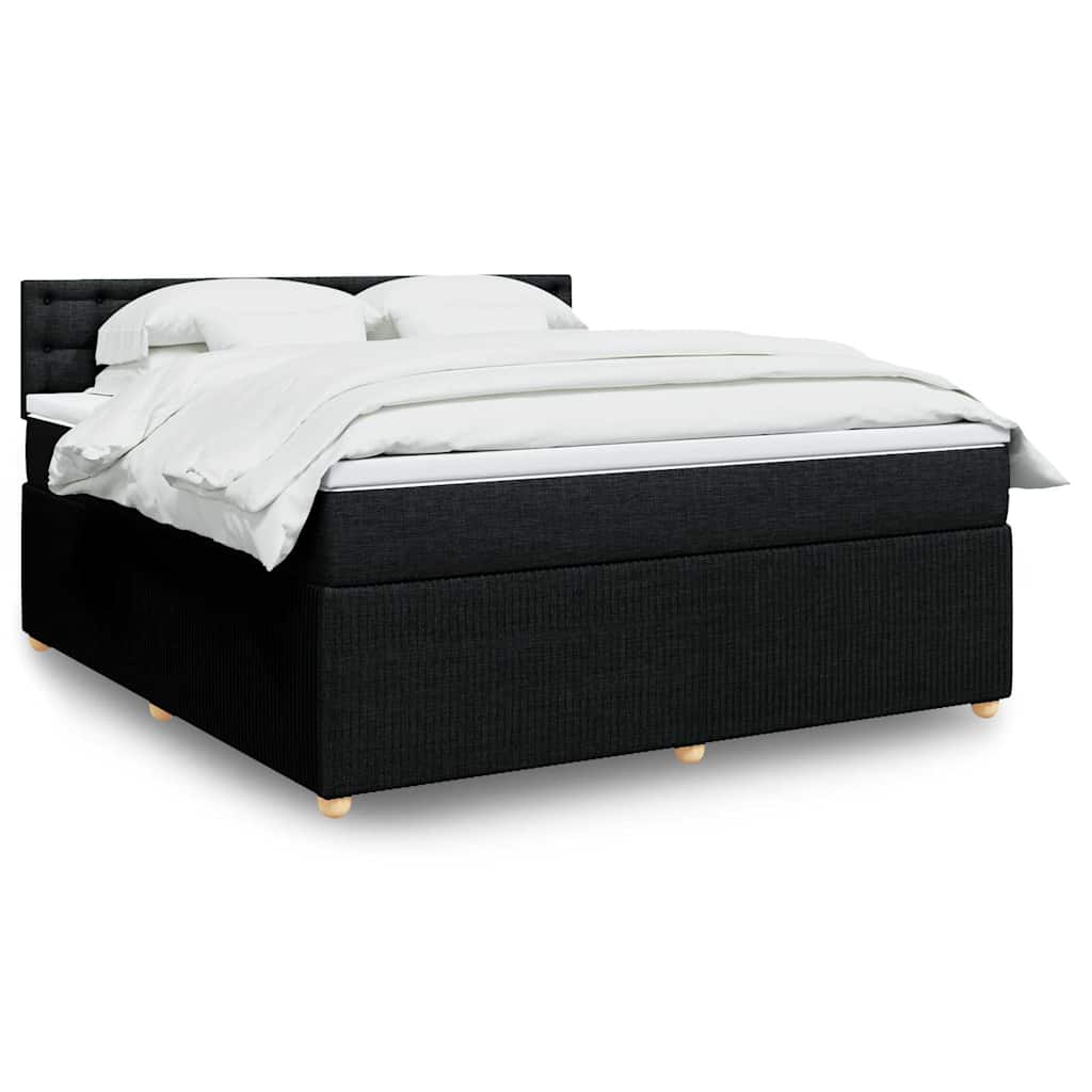 vidaXL Κρεβάτι Boxspring με Στρώμα Μαύρο 180x200 εκ. Υφασμάτινο