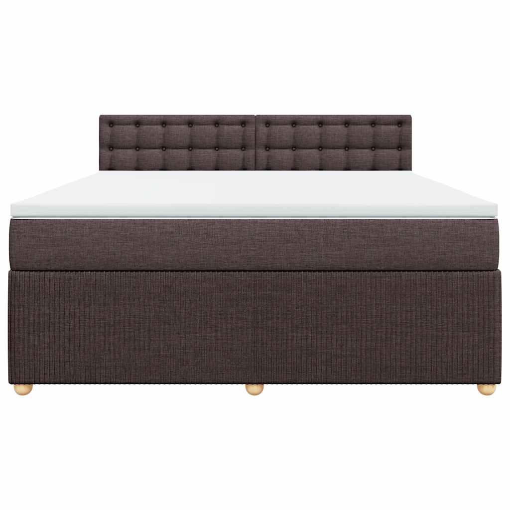 vidaXL Κρεβάτι Boxspring με Στρώμα Σκούρο Καφέ 180x200 εκ Υφασμάτινο