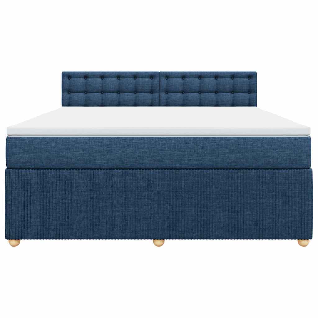 vidaXL Κρεβάτι Boxspring με Στρώμα Μπλε 180x200 εκ. Υφασμάτινο
