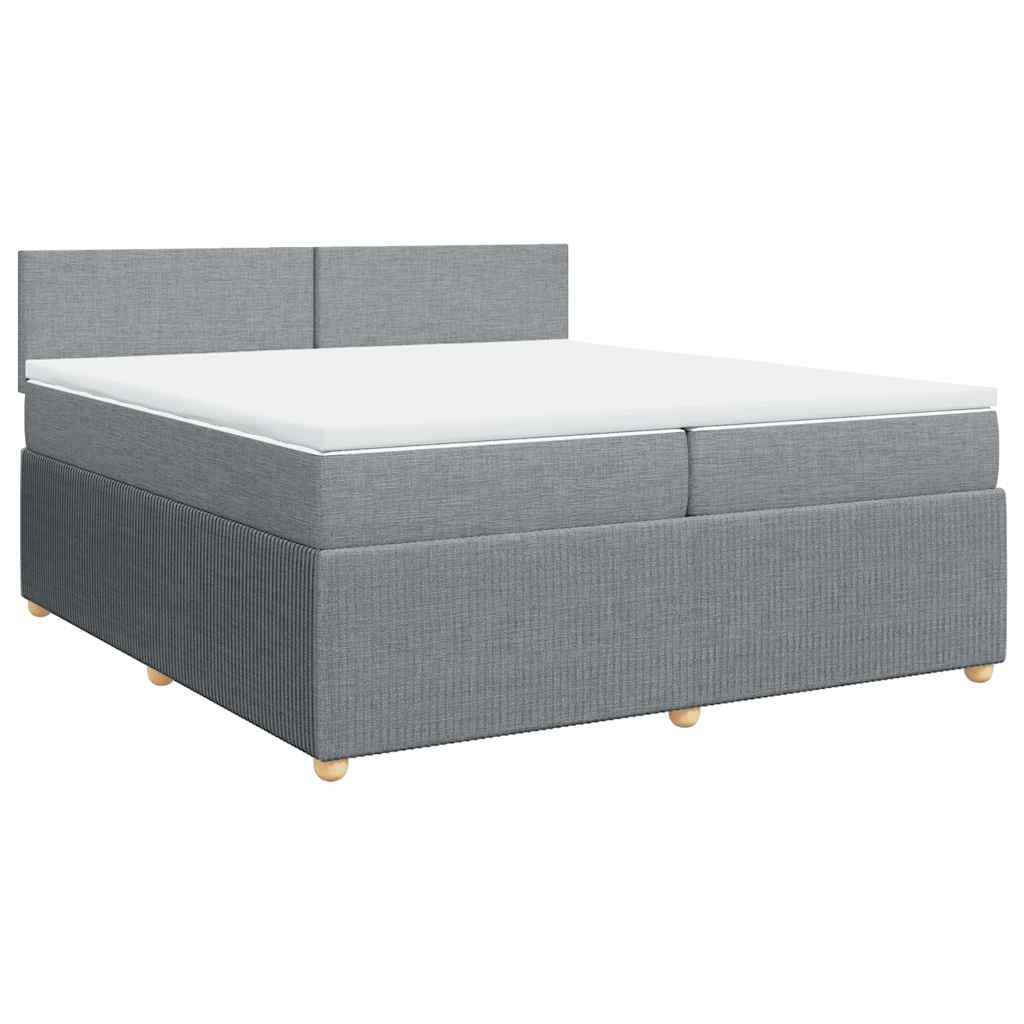 vidaXL Κρεβάτι Boxspring με Στρώμα Ανοιχτό Γκρι 200x200 εκ. Υφασμάτινο