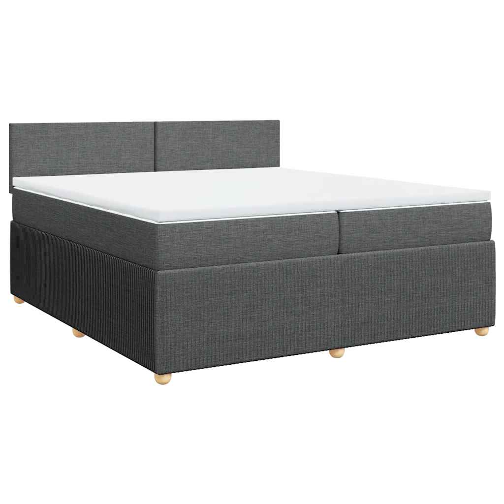 vidaXL Κρεβάτι Boxspring με Στρώμα Σκούρο Γκρι 200x200 εκ. Υφασμάτινο