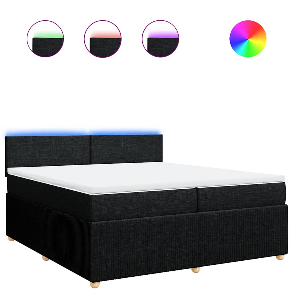 vidaXL Κρεβάτι Boxspring με Στρώμα Μαύρο 200x200 εκ. Υφασμάτινο